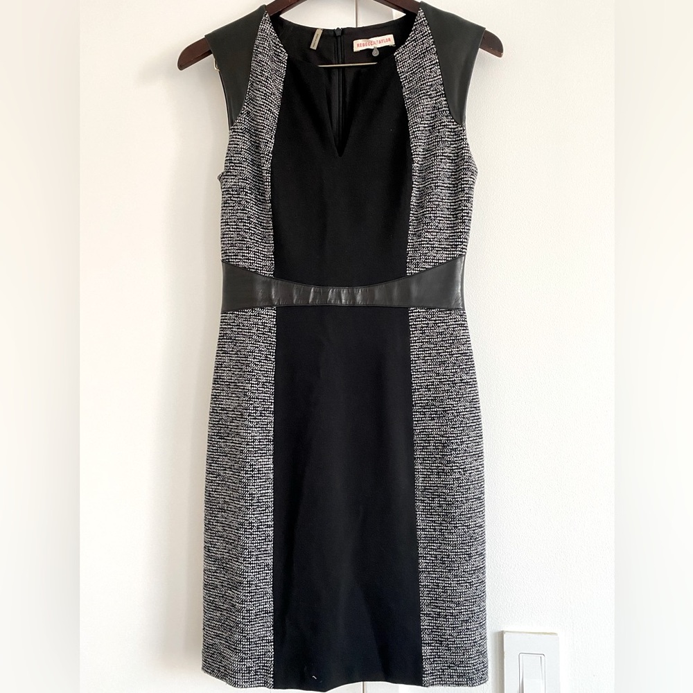 Chic & fitted Rebecca Taylor dress with leather detailing